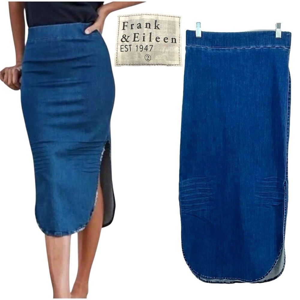 Frank & Eileen Donegal Unforgettable Skirt in 1977 Medium Denim Wash Size 4 NWT